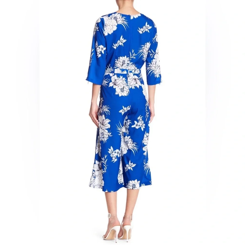 YUMI KIM Coastal Resort Spring Lg All For You Floral Blue Jumpsuit Wide Leg Crop
